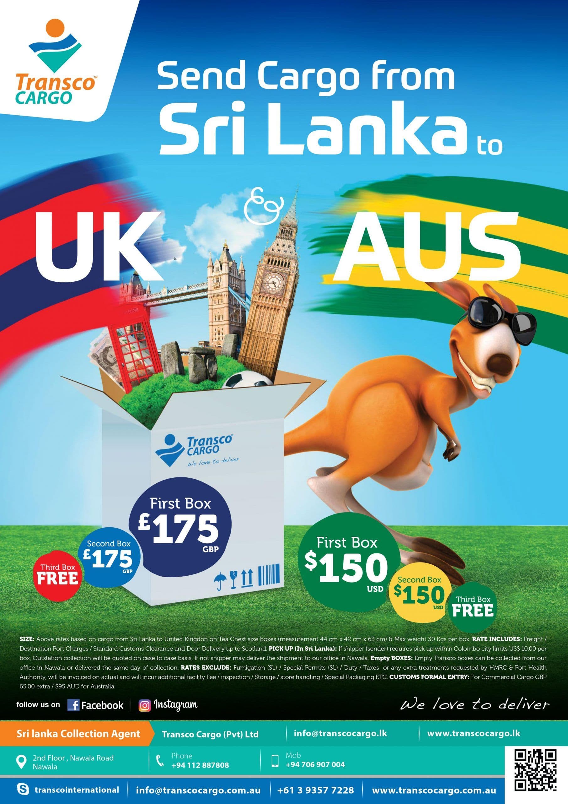 “For the first time in Sri Lanka, Transco Cargo offers a cost-effective system to send small packages to Australia & UK via Sea freight”