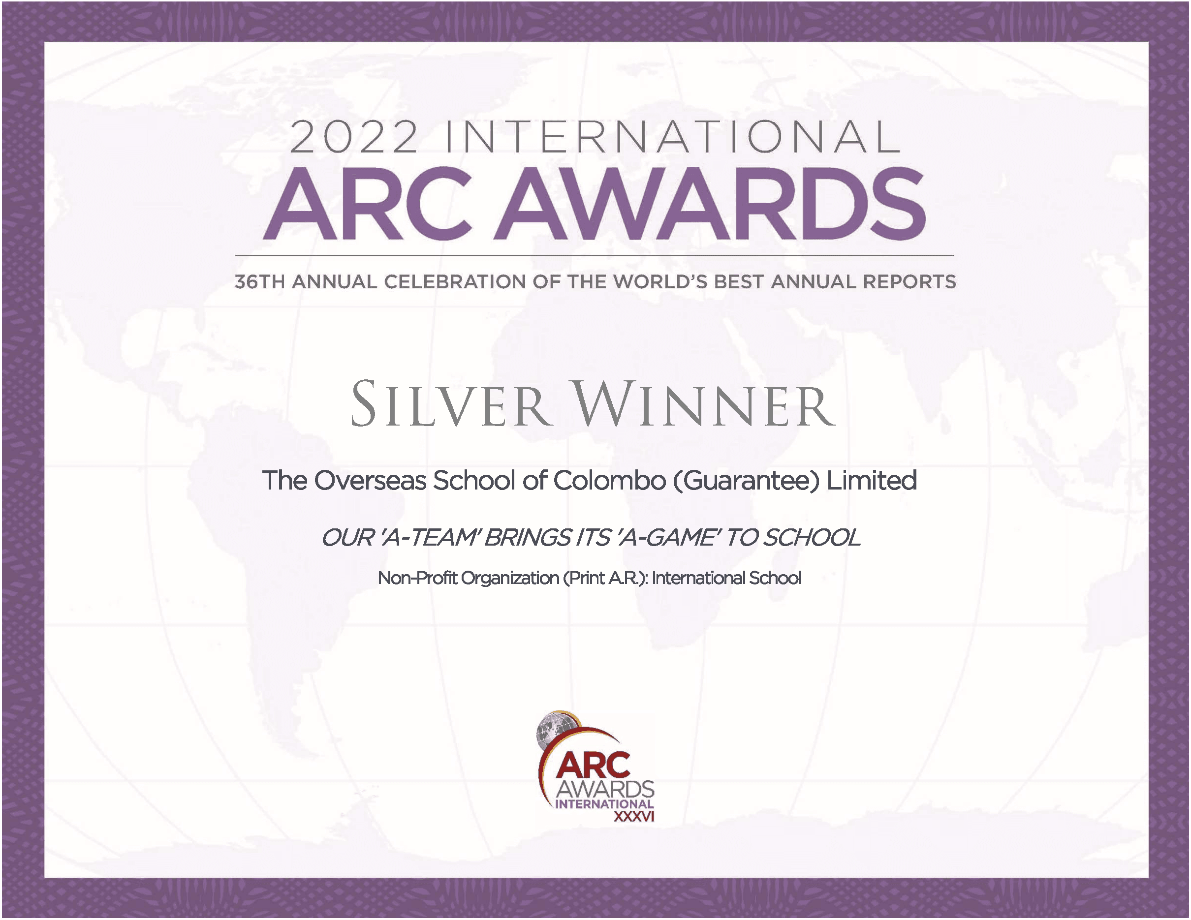 The Overseas School of Colombo Triumphs with Silver at the 36th Annual ARC Awards in New York